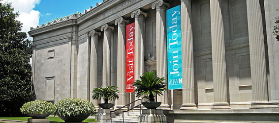 Outside of the Museum of Fine Arts Houston entrance 